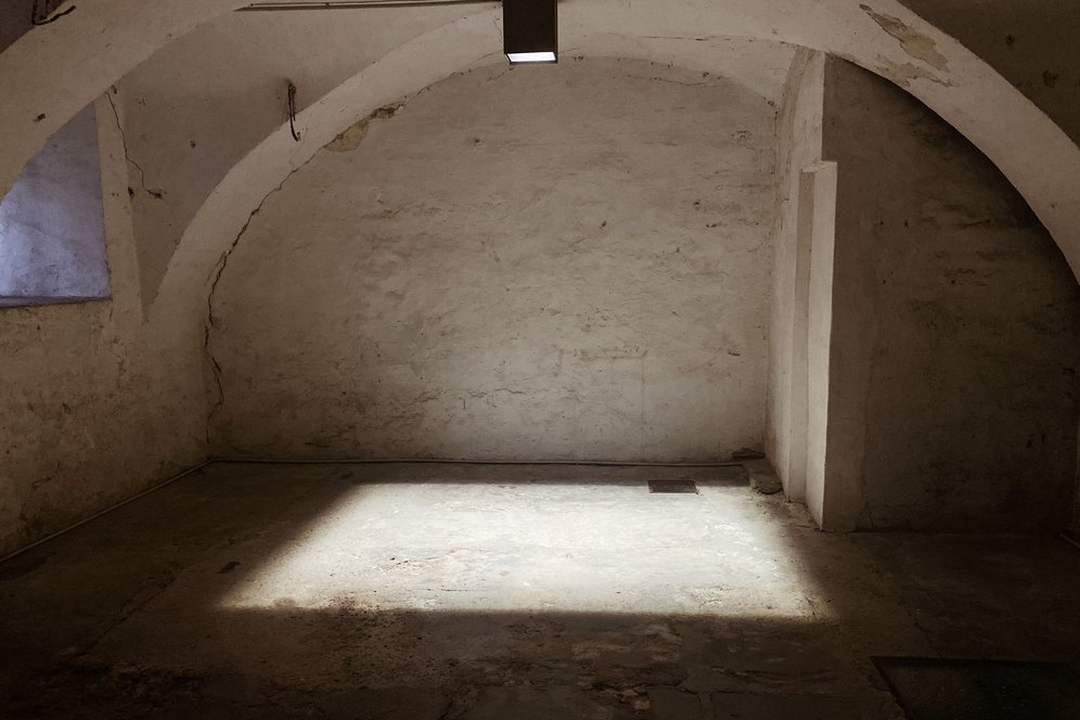 Lern- und Gedenkort Schloss Hartheim. The former rooms for the killings of disabled people.