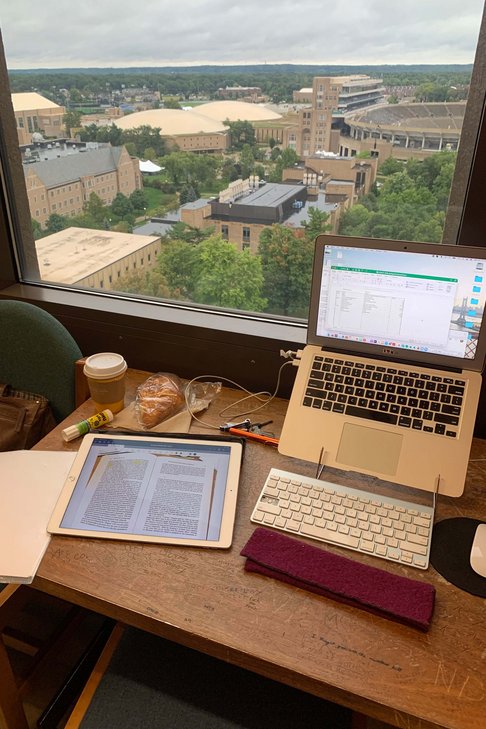 Working, with a great view over the city