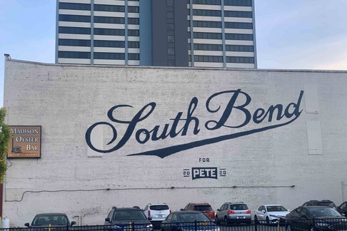 A mural saying South Bend