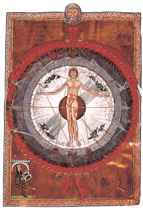 Illumination in Hildegard von Bingen, Liber Divinorum Operum, 13. Jh. Foto: Wikimedia commons.