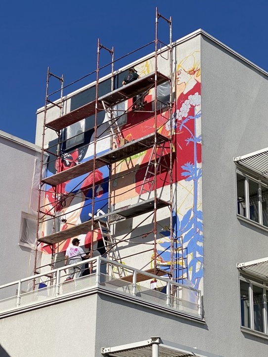 ... making of: Arbeit am Mural, Foto: Eder/KU Linz