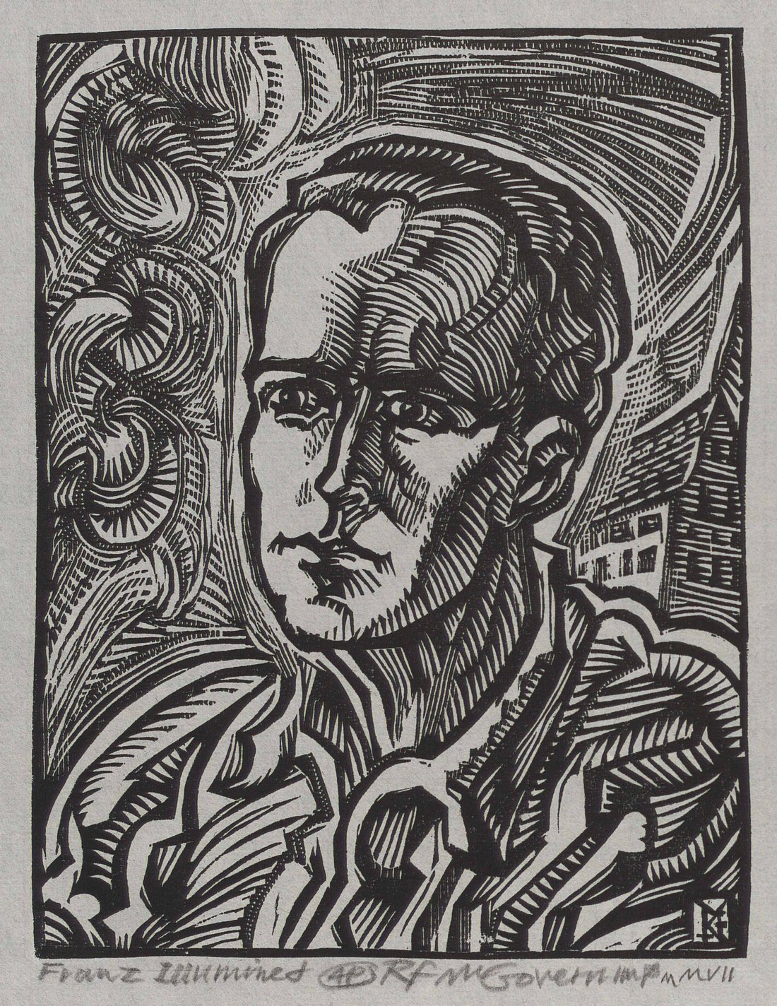 Holzschnitt Robert McGovern "Franz Illumined", (c) Diözese Linz.