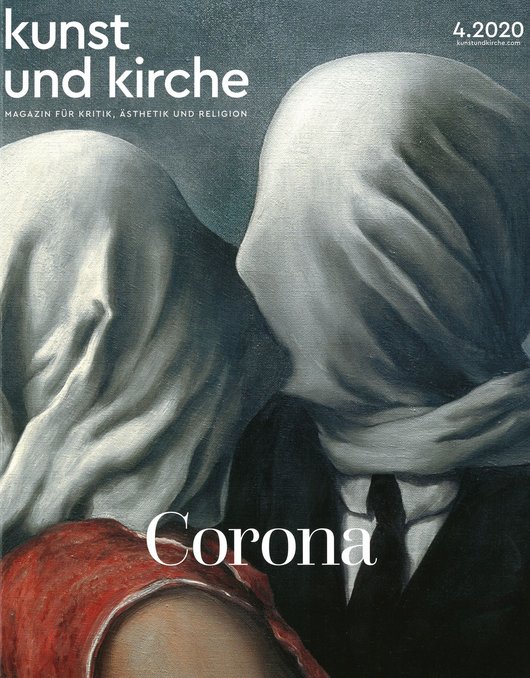 Cover von kunst und kirche 4/2020 unter Verwendung eines Ausschnitts von Rene Magritte, Les Amantes, 1928.
