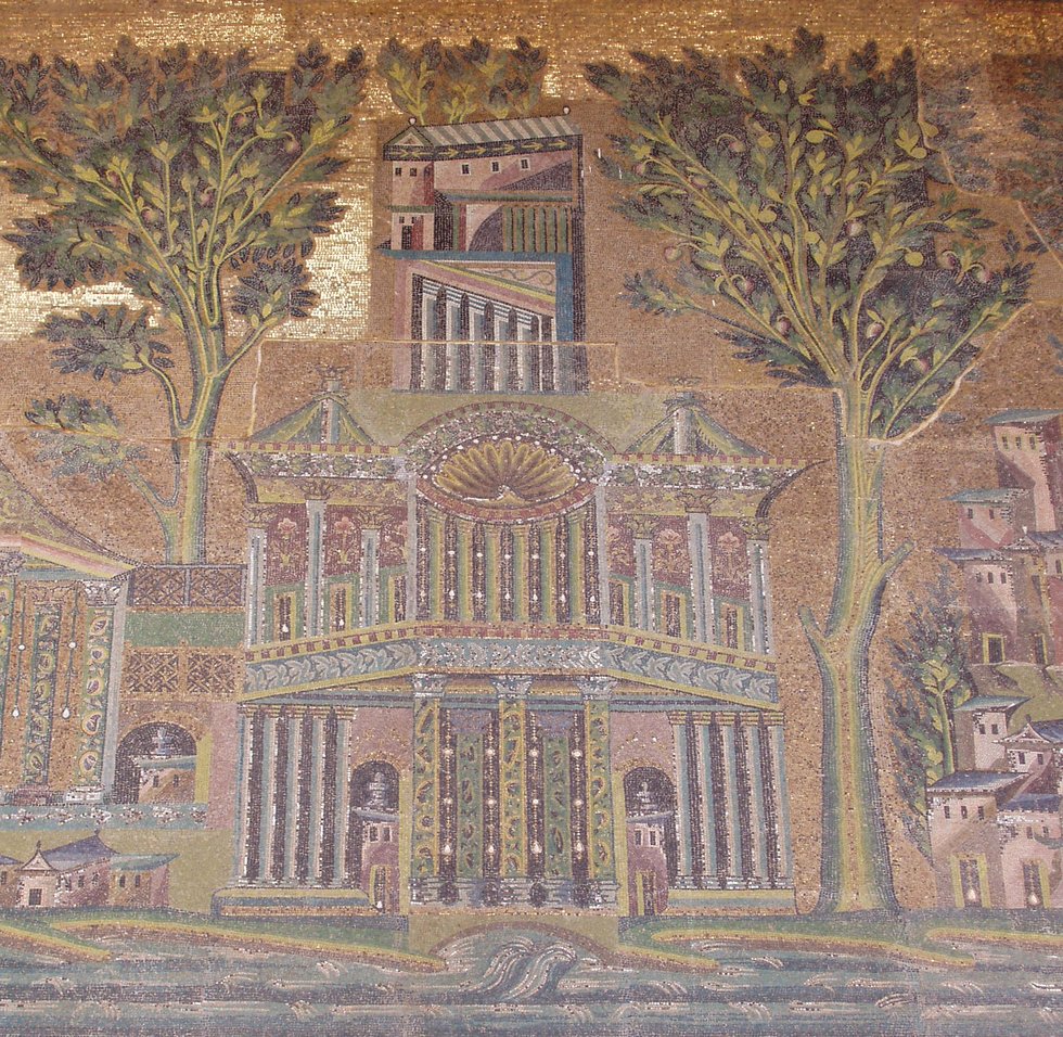 Great Mosque, Damascus. Mosaic panel detail from the west portico.