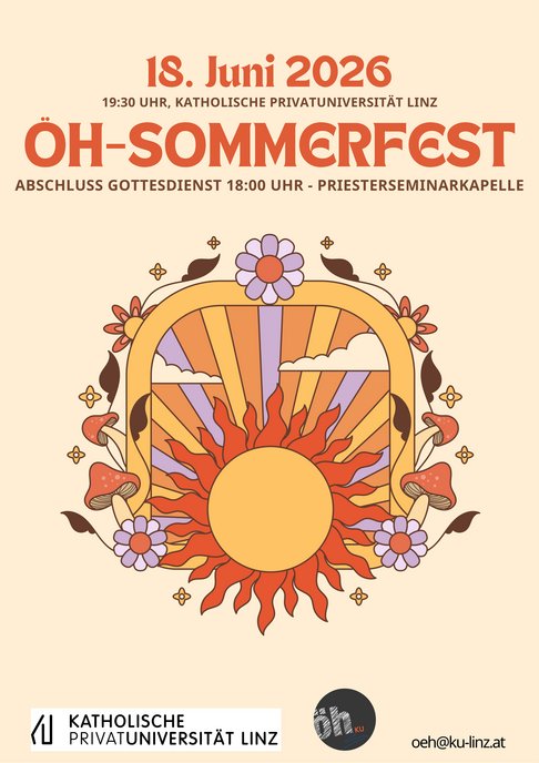 Plakat für den Abschlussgottesdienst und das ÖH Sommerfest 2026.