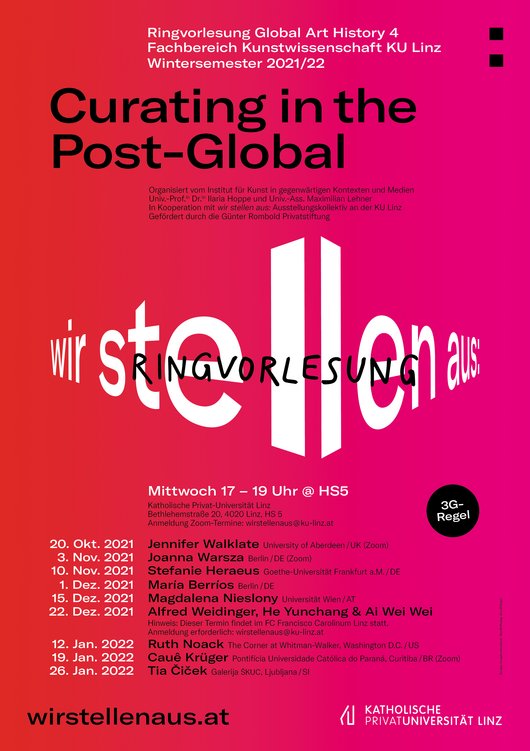 Poster Ringvorlesung Global Art History 4: Curating in the Post-Global