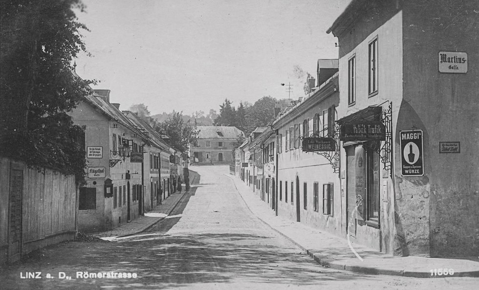 Postkarte Römerstraße, ca. 1926/27, Sammlung Johannes Gstöttenmayer / Verein Geschichte teilen.