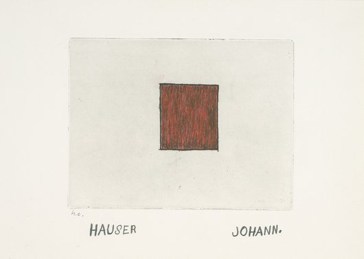JOHANN HAUSER, O.T., um 1978, sign. Farbradierung auf Papier. © Privatstiftung – Künstlerhaus Gugging.