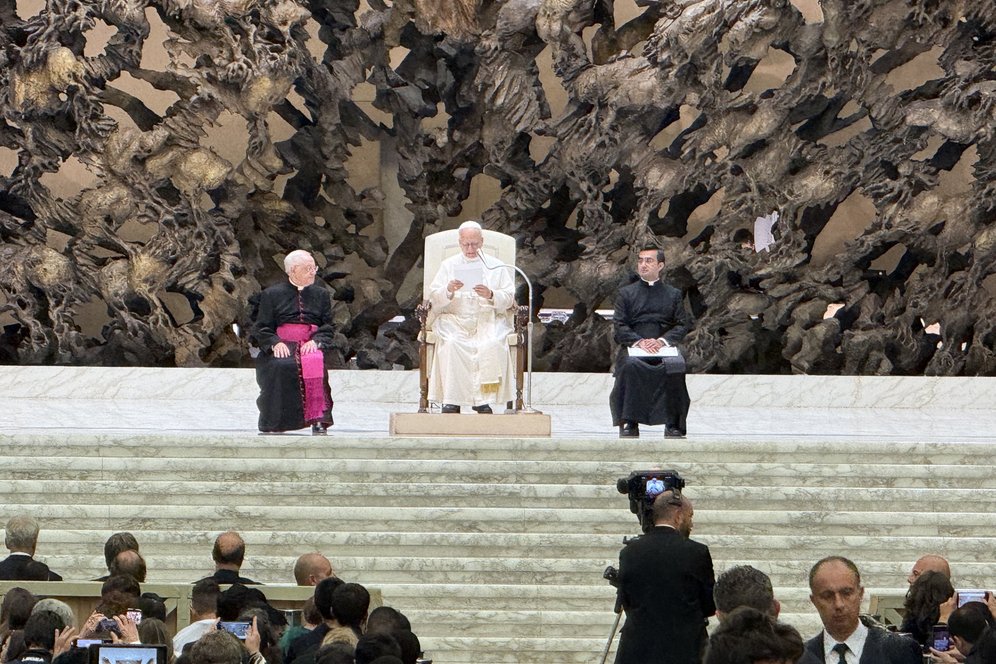Jubiläum der Bildungswelt. Bildnachweis: KU Linz. Papstaudienz in der Aula Paul VI.