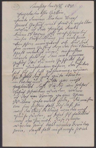 Brief Franz an Franziska 16.11.1940 © Diözese Linz